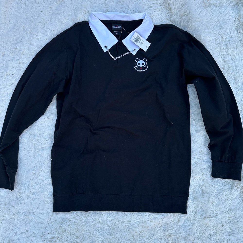 Black Sweater with White Collar